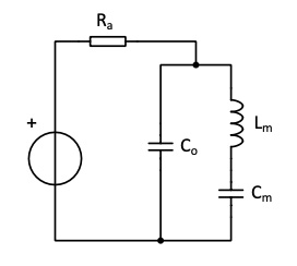 The no-loss piezo connected to a voltage source via a series resistor